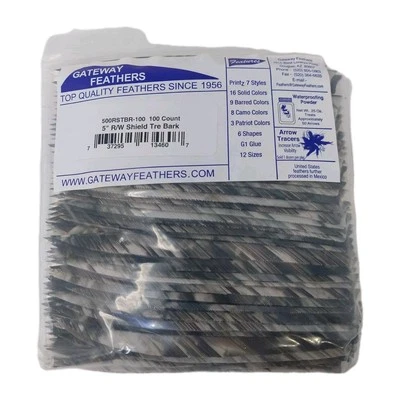100 Pack Gateway Feathers 5" Right Wing: Shield Camo Tre Bark 500RSTBR-100 - Image 1 of 3