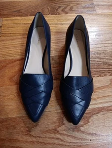 COLE HAAN "Camila" Skimmer Leather Point-toe, Slip-on Shoes. 7B New, Marine Blue - Picture 1 of 6