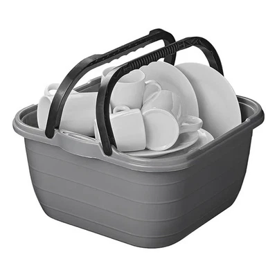 Henkelschüssel 13L Camping Trage - Spül u. Wäscheschüssel  grau  quatratisch - Bild 1 von 4