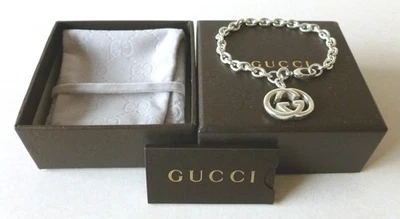 Authentic Gucci Sterling Silver Interlocking GG Britt Bracelet - Excellent - Image 1 of 4