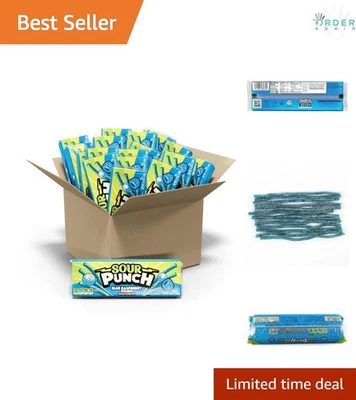 Pajitas de caramelo de frambuesa azul suave masticable 4,5 oz bandeja paquete de 24 favores de fiesta Foto 1 de 4