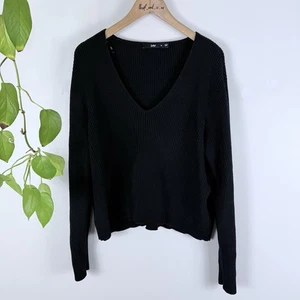 Sportsgirl Size M 12 Jumper Black Knit Cotton Viscose Long Sleeve Relaxed - Bild 1 von 5