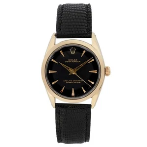Vintage Rolex Oyster Perpetual 34mm Gold Plated Steel Black Dial Watch 1025 - Bild 1 von 8