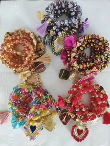 Semanarios de cuarzo de mujer mexicano, Lote de 5 mayoreo, Pulceras, hecho a mano - Imagen 1 de 6