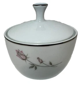 Noritake Pasadena Rose Zuckerdose mit Deckel keine Risse Chips Crazing Silberrand - Bild 1 von 8