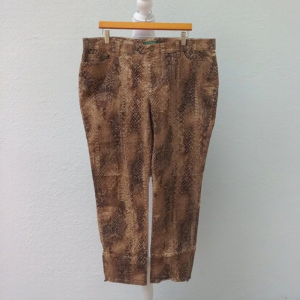 Lauren Ralph Lauren Women's Pants Animal Print 16W Cotton Transitional - Image 1 of 4