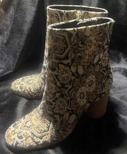 Sam Edelman Corra Boots Turkish Tapestry Ankle Booties Chunky Heel Womens Size 8 - Picture 1 of 20