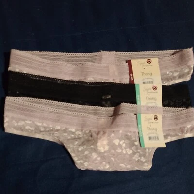 NUEVO Secret Treasures 3 Pares Leo Jacquard Tanga Bragas Talla S 4-6 1 Negro 2 Púrpura Foto 1 de 4