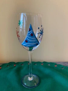 Block Balsam Tree Christmas - One Water or Wine Goblet Blue Tree - Picture 1 of 2