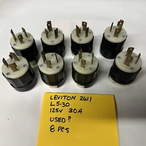 Leviton 2611 Twist Lock Plug Industrial Grade 30A 125V 2P Nema L5-30P (8 Pcs) - Picture 1 of 4