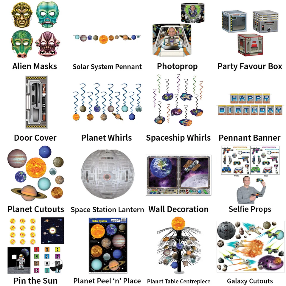 STAR BATTLE SPACESHIP & GALAXY THEME DECORATIONS - PARTYWARE COMPLETE SELECTION - Image 1 of 1
