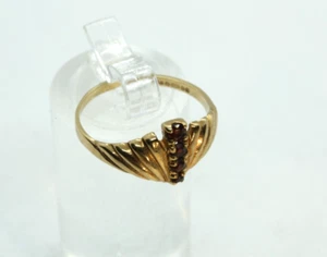 Gold Garnet Ring - Vintage 9ct Gold 4 Stone Garnet Ring Size O - Picture 1 of 11