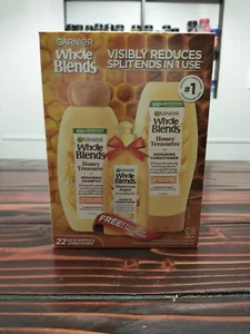 Garnier Whole Blends Repairing Shampoo Conditioner 22oz Honey Treasures+Leave in - Picture 1 of 5