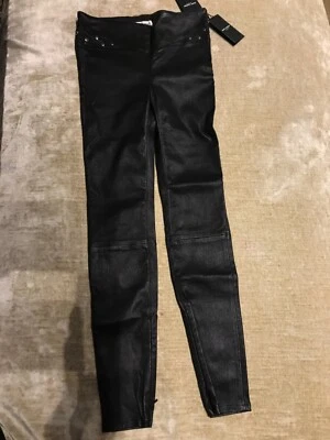 Feminino Preto Saint Laurent calças Couro Tamanho F38 - Imagem 1 de 4