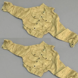 2x 1/6 Scale WWII British Brown Tunic Shirt Jacket For 12" GI Joe Dragon Soldier - Picture 1 of 3