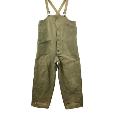 WWII USN US NAVY Cold Weather Deck Pants Overalls Bibs- MED - Photo 1/4