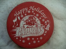 ECHL Roanoke Express Happy Holidays Team Logo Red Slug Hockey Puck Collect Pucks