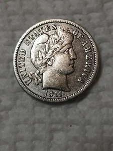 1911 D Barber Dime In Extra Fine Or AU Condition In My Opinion. #149 - Picture 1 of 2