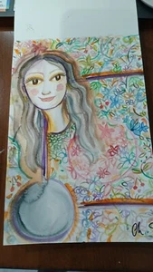 Sephira of Bina Tree of Life Watercolor on Paper Small Painting Kabbalah - Picture 1 of 1