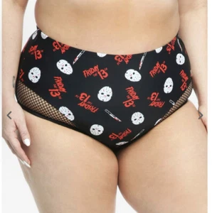 Friday The 13th Womens plus size 2X/XXL Jason Mask High-Waisted Swim Bottoms NWT - Picture 1 of 7