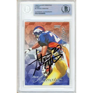 1998 Playoff Prestige #2 Steve Atwater Signed Card AUTO Beckett Slabbed Broncos - Picture 1 of 5