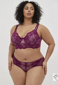 Torrid Purple Underwire Bralette & Matching Hipster Panty Plus Size 3X, 22/24