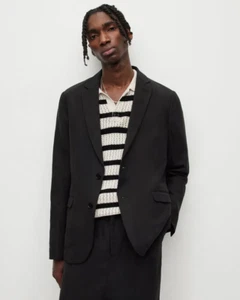 ALLSAINTS Men's Charcoal Linen Blazer Jacket UK38E/U48 BNWT RRP £279 - Picture 1 of 6