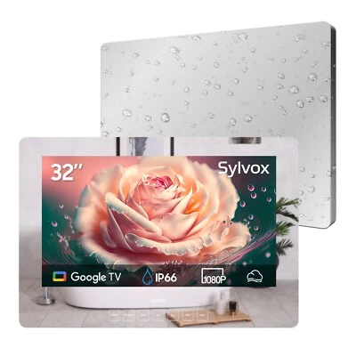 SYLVOX 32'' Mirror TV Bathroom IP66 Waterproof 1080p smart TV built-in App store - Image 1 of 4
