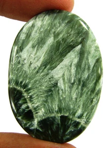 33,80 Karat natürlicher grüner Seraphinit loser Edelstein Cabochon Draht Wickelstein-62313 - Bild 1 von 5