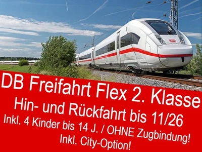 DB Freifahrt Flex ICE/IC/EC Ticket - 2. Klasse Hin- und Rückfahrt - BLITZVERSAND - Bild 1 von 2