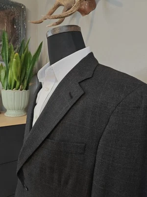 🇺🇲 Abrigo deportivo Brooks Brothers 41R gris a cuadros de lana a medida para hombre EE. UU. Foto 1 de 4