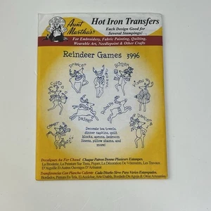 Christmas Quilt Reindeer Games Aunt Martha's Hot Iron Embroidery Transfer #3996 - Picture 1 of 3