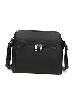  Crossbody Purse Bags for Women, Multi-Pocket Soft Leather Shoulder Solid Black - Picture 1 of 8