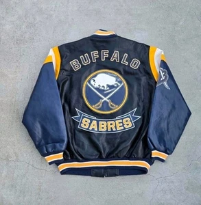 Vintage Buffalo Sabres Herren Größe L 90er NHL Leder Bomberjacke - Bild 1 von 6