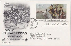 TurtlesTradingPost- Battle of Ewtaw Springs- 1981 #UX90 FDC Artcraft Variety - Picture 1 of 1