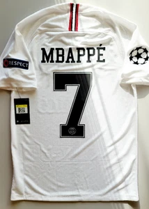 2018/19 JORDAN x NIKE Paris Saint Germain PSG #7 Mbappe 4th Soccer Jersey White - Picture 1 of 7