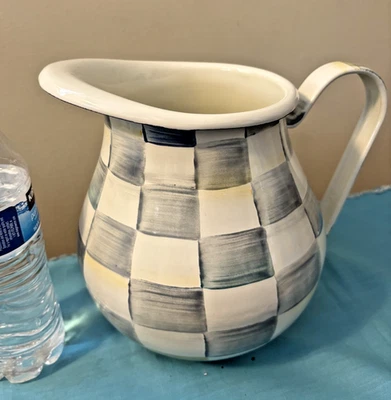 Jarra MacKenzie-Childs Esmalte a Cuadros Esterlina PERFECTO Estado 8.5" Foto 1 de 4