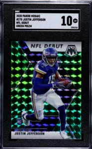 Panini Mosaic 2020 debut NFL Mosaic Green Prizm #270 Justin Jefferson RC SGC 10 - Imagen 1 de 2