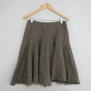 Laura Ashley Skirt Womens Size 10 Small Brown Black Wool Tweed Full Flowy Work - Picture 1 of 13