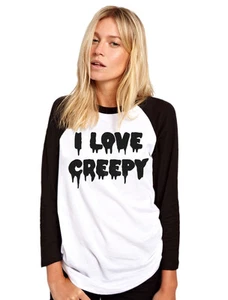 I Love Creepy - Linda camiseta de béisbol gótica para mujer - Imagen 1 de 3