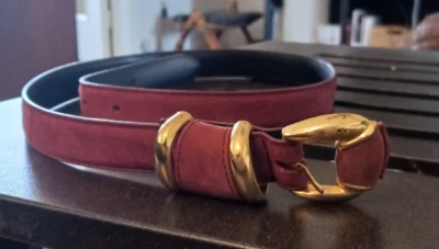 VTG New York Studios Dark Rose Color Suede/Leather Belt with Gold Hardware M - Image 1 of 4