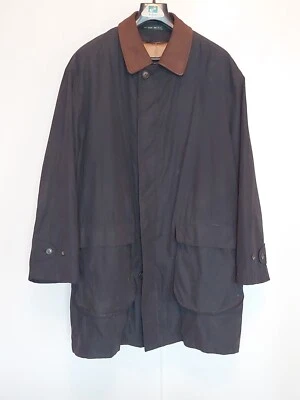 RALPH LAUREN IMPERMEABLE LARGO NEGRO MARRÓN GAMUZA CUELLO CREMALLERA FORRO LANA L Pecho 54 Foto 1 de 4