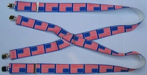 BRETELLE ELASTICHE STAMPATE BANDIERA USA AMERICA - Picture 1 of 1