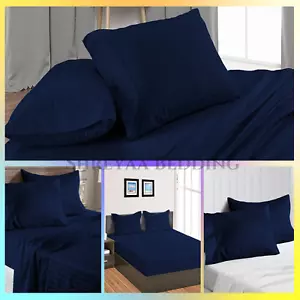 Coziest Bedding Sheets Egyptian Cotton Navy Blue Stripes Select TC/Item/Size - Picture 1 of 17