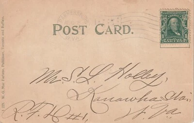 1908 USA card sent from Parkersburg WVA to Kanawha WVA - Image 1 of 2