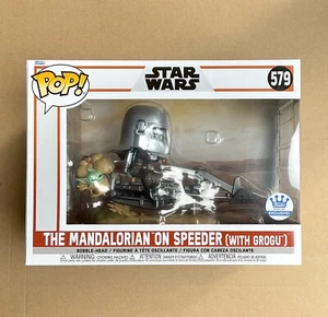 Funko Pop Star Wars The Mandalorian On Speeder With Grogu #579 + Free Protector - Picture 1 of 6