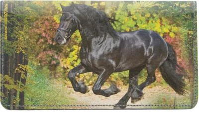 Friesian Stallions Designer Checkbook Cover, Credit Card Slots & Pen Loop - Image 1 of 4