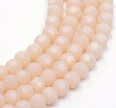 25 Jade Stein Perlen 4mm Beige Facet Kugel Halbedelstein Edelstein Strang G165 - Bild 1 von 4