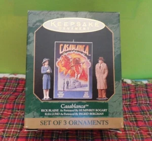 HALLMARK CASABLANCA 1997 MINIATURE ORNAMENT 3 PC Bogart & Poster NEW - Picture 1 of 2