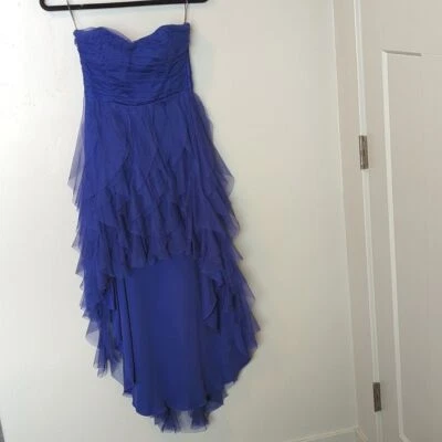 Vestido de formatura Teeze Me roxo violeta babado alto-baixo sem alças 3 - Imagem 1 de 4